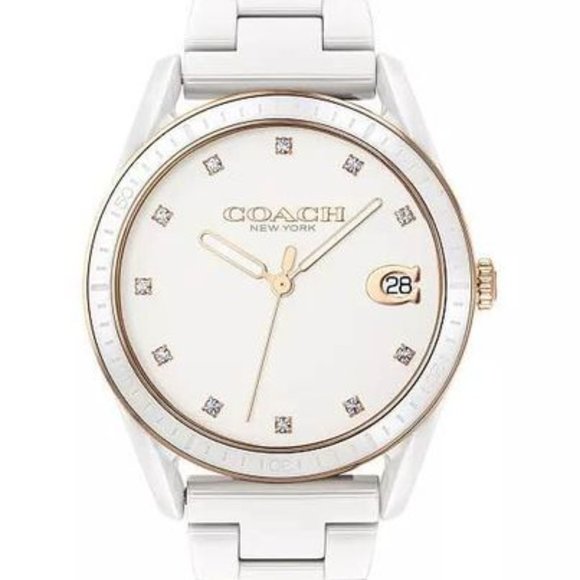Coach Women's Preston White Ceramic Bracelet Watch 36mm - Picture 1 of 3